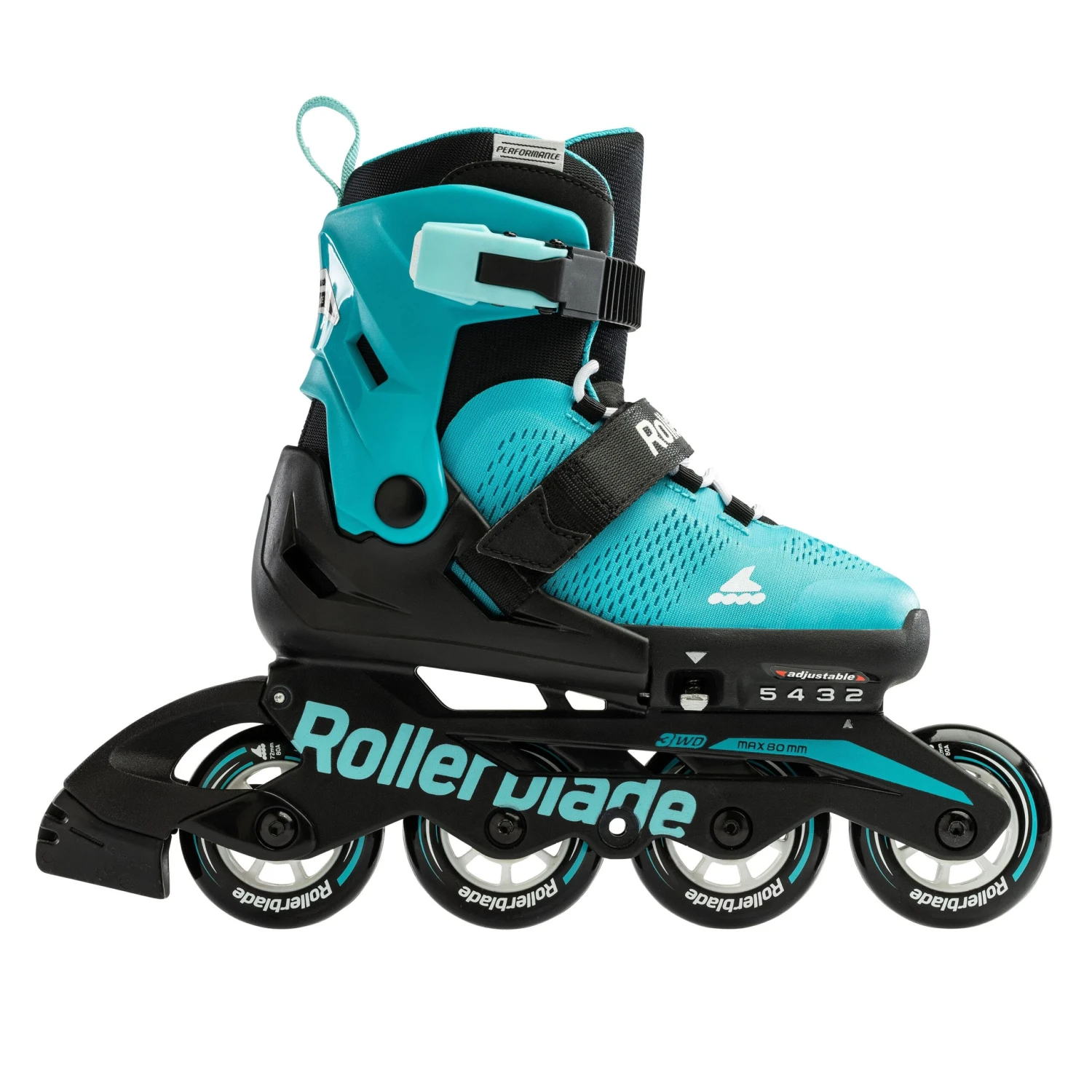 Rollerblade Microblade Adjustable Kids Skates - Aqua/Black 2 Rollerblade Microblade Adjustable Kids Skates - Aqua/Black - Image 2