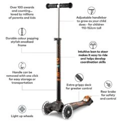Maxi Micro Deluxe LED Scooter - Black -Sports Skateboard Shop 170uMTLV