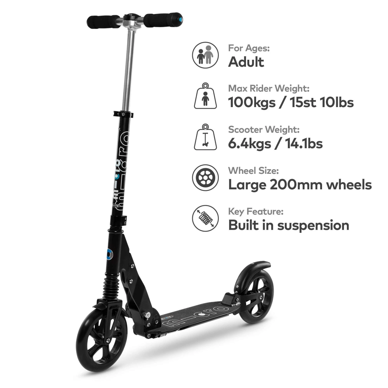 Micro Suspension Scooter - Black 2 Micro Suspension Scooter - Black - Image 2