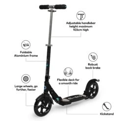 Micro Flex Deluxe Scooter - Black -Sports Skateboard Shop 3N B8lO2