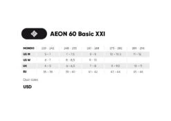 USD Aeon 60 Basic Aggressive Skates -Sports Skateboard Shop 710171 AEON 60 XXI sizingchart