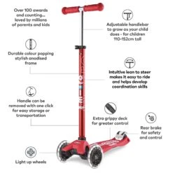 Maxi Micro Deluxe LED Scooter - Red -Sports Skateboard Shop 9jAqmKXo