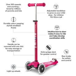 Maxi Micro Deluxe LED Scooter - Pink -Sports Skateboard Shop DCWVs re