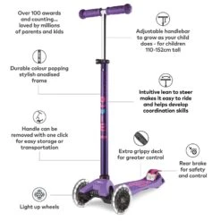 Maxi Micro Deluxe LED Scooter - Purple -Sports Skateboard Shop RUAicVKw