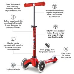 Mini Micro Deluxe LED Scooter - Red 7 Mini Micro Deluxe LED Scooter - Red -Sports Skateboard Shop TTCq4r2b