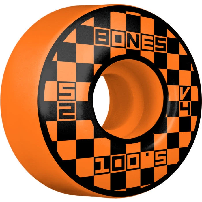 Bones 100's Block Party V4 Wide Skateboard Wheels Orange - 52mm 1 Bones 100's Block Party V4 Wide Skateboard Wheels Orange - 52mm