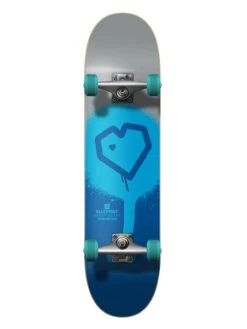 Blueprint Spray Heart Silver/Blue Skateboard - 7.75"