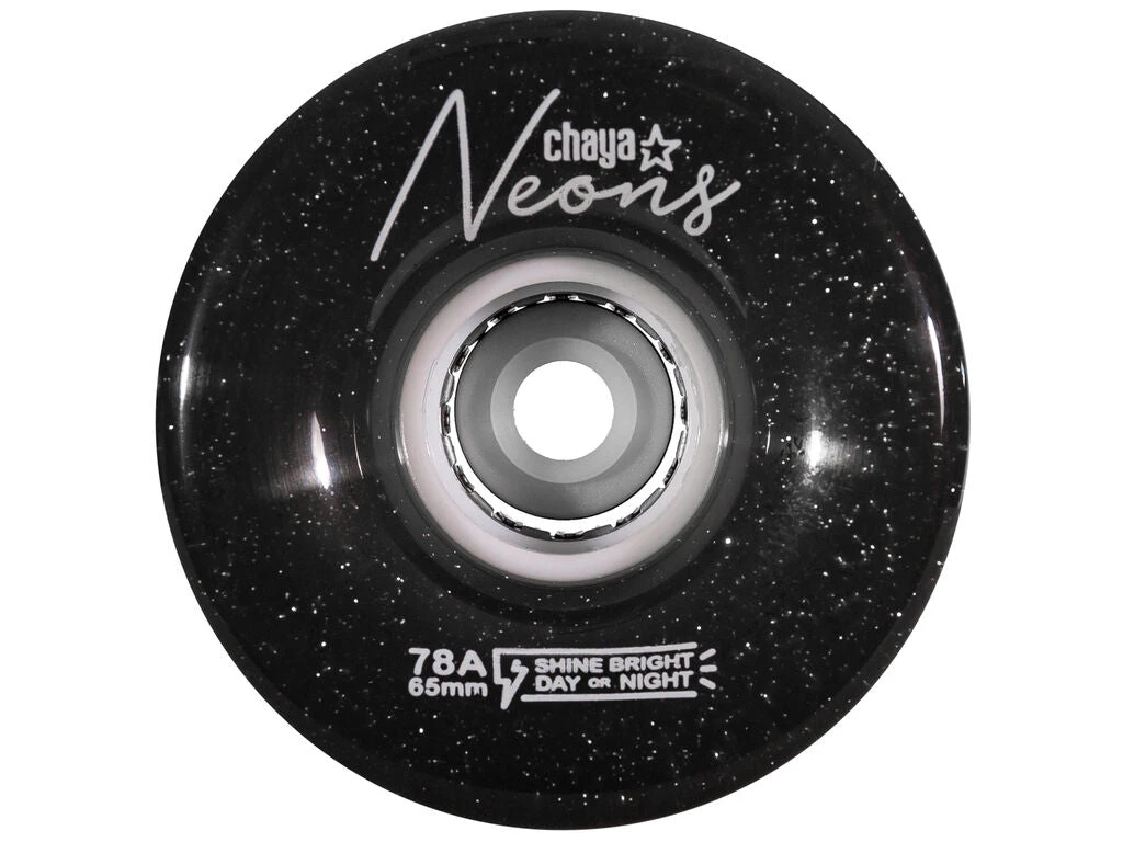 Chaya Neons LED Light Up Roller Skate Wheels Black 65mm 78a - 4 Pack 1 Chaya Neons LED Light Up Roller Skate Wheels Black 65mm 78a - 4 Pack