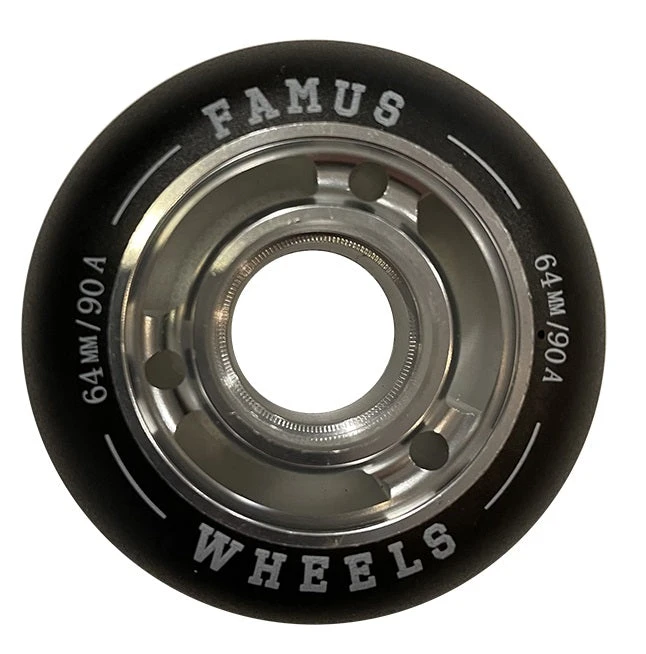 Famus Metal Core Black/Silver Wheels 64mm 88a - Set Of Four