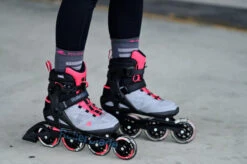 Rollerblade Macroblade 90 Womens Skates - Grey/Pink 8 Rollerblade Macroblade 90 Womens Skates - Grey/Pink -Sports Skateboard Shop rollerblade macroblade 90 womens skates grey pink lifestyle