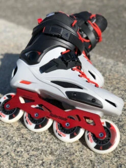 Rollerblade RB Pro X Skates - Grey/Warm Red -Sports Skateboard Shop rollerblade rb pro x skates grey warm red lifestyle