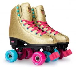 Rookie X Bump Rollerdisco Roller Skates - Gold -Sports Skateboard Shop rookie x bump rollerdisco roller skates gold pair